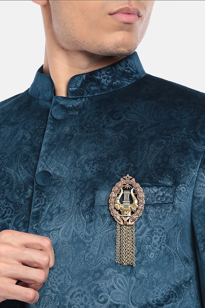 Antique Gold Brass Poseidon Neptune Brooch by Cosa Nostraa at Pernia's Pop Up Shop