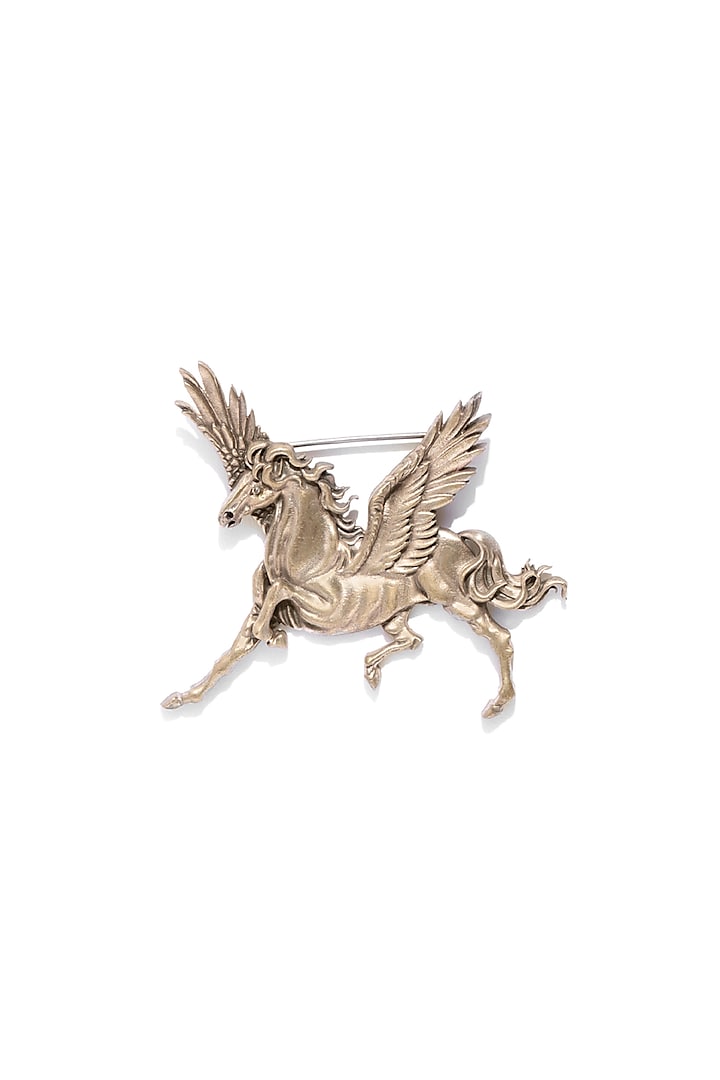 Antique Gold Brass Pegasus Horse Brooch by Cosa Nostraa