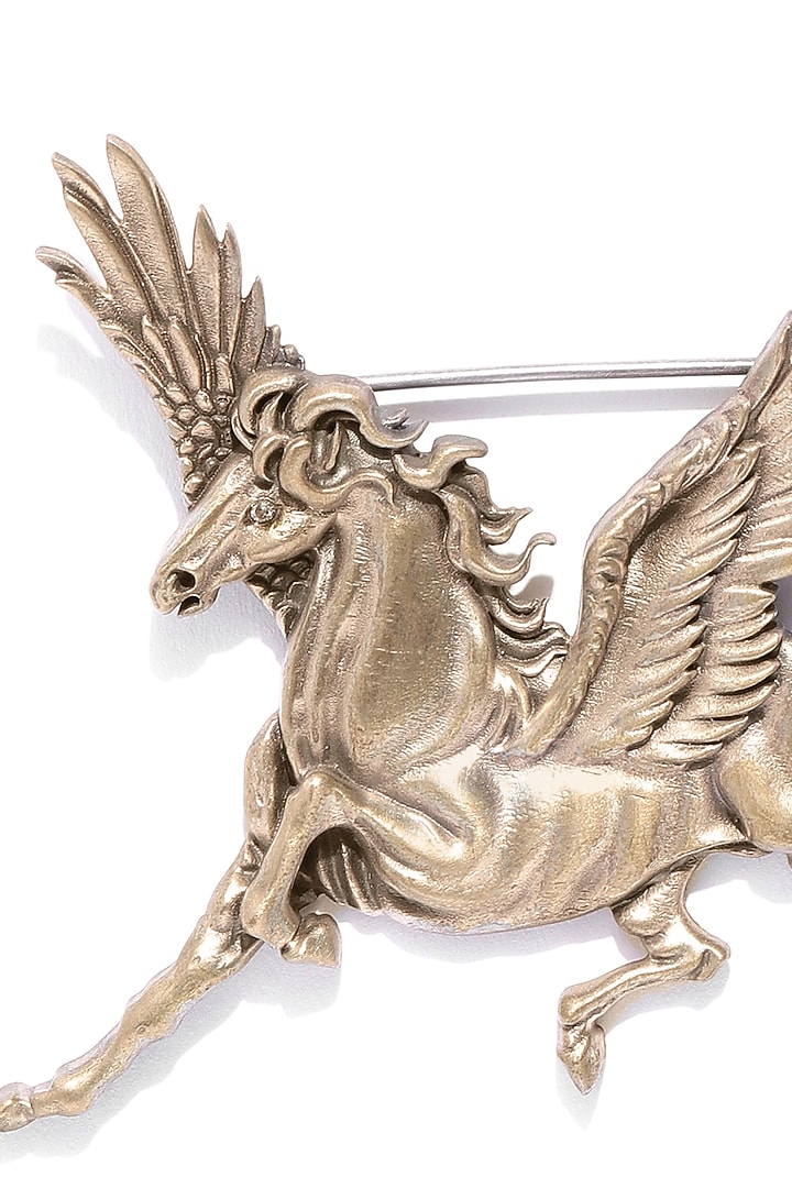 Antique Gold Brass Pegasus Horse Brooch by Cosa Nostraa at Pernia's Pop Up Shop