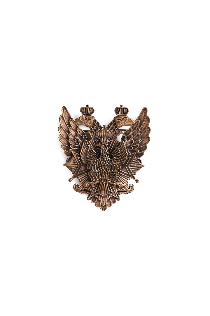 Antique Gold Brass Duo Phoenix Brooch by Cosa Nostraa