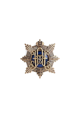 Antique Gold Brass Emblem Brooch by Cosa Nostraa