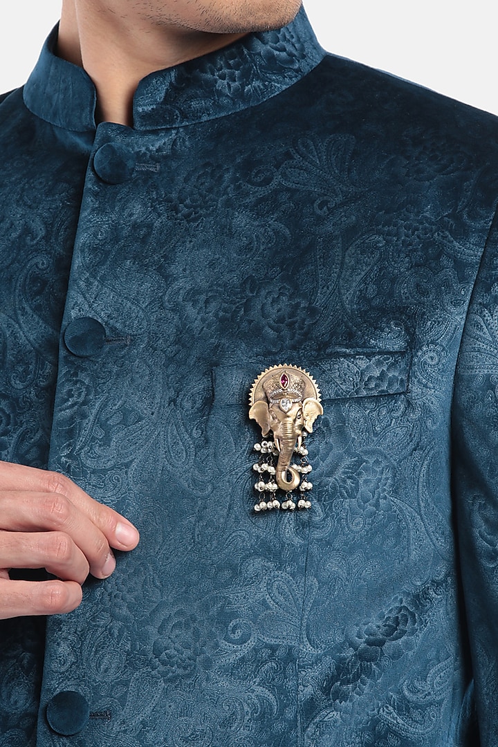 Antique Gold Handcrafted Ganesha Brooch by Cosa Nostraa at Pernia's Pop Up Shop