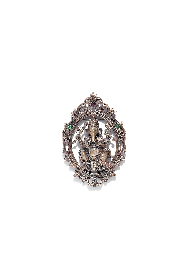Antique Gold Handcrafted Ganpati Brooch by Cosa Nostraa