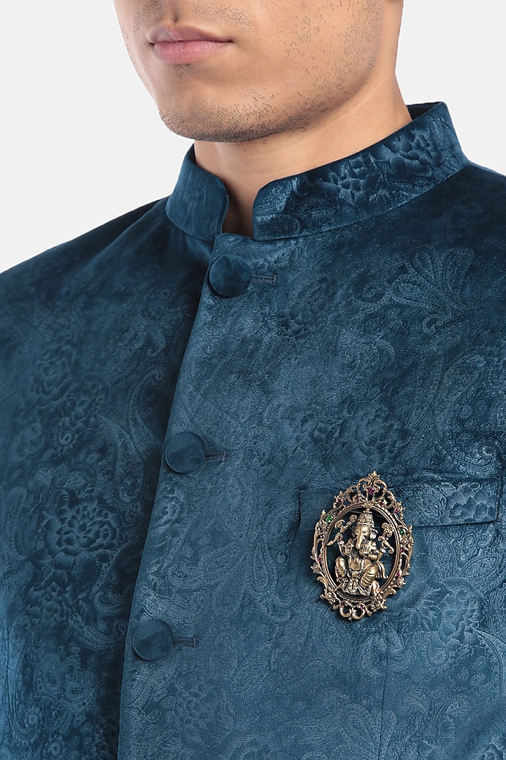 Antique Gold Handcrafted Ganpati Brooch by Cosa Nostraa at Pernia's Pop Up Shop