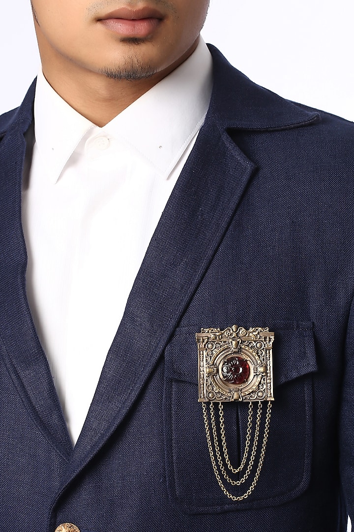 Antique Gold Brooch With Glass Stone by Cosa Nostraa at Pernia's Pop Up Shop