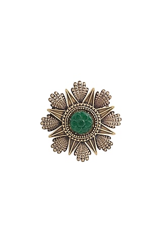 Antique Gold Coin Brooch With Glass Stone by Cosa Nostraa