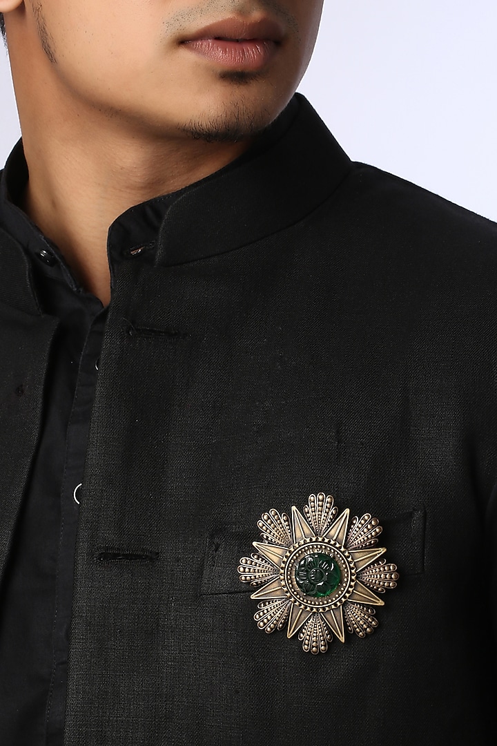 Antique Gold Coin Brooch With Glass Stone by Cosa Nostraa at Pernia's Pop Up Shop