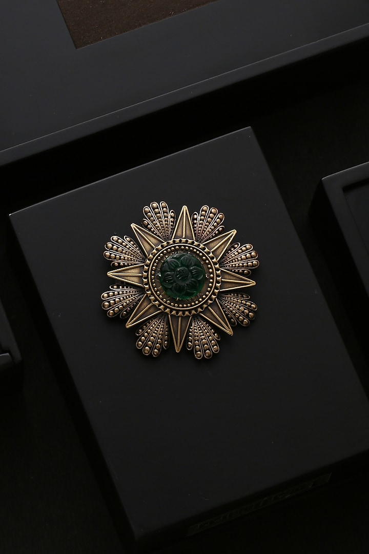 Antique Gold Coin Brooch With Glass Stone by Cosa Nostraa at Pernia's Pop Up Shop