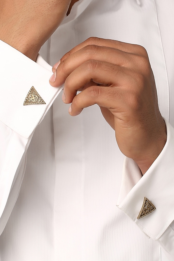Antique Gold Shield Cufflinks by Cosa Nostraa at Pernia's Pop Up Shop