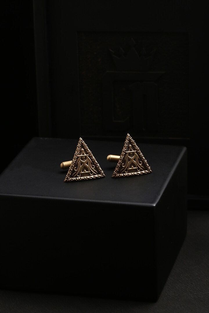 Antique Gold Shield Cufflinks by Cosa Nostraa at Pernia's Pop Up Shop