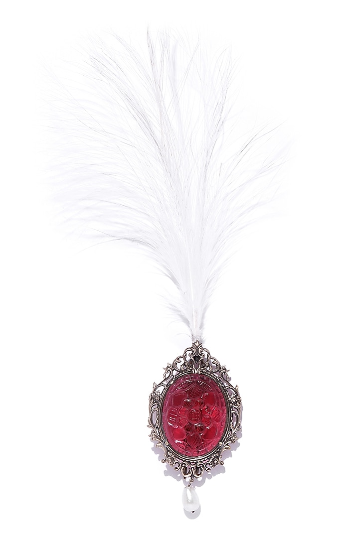 Antique Gold Finish Red Glass Stone Kalangi by Cosa Nostraa at Pernia's Pop Up Shop