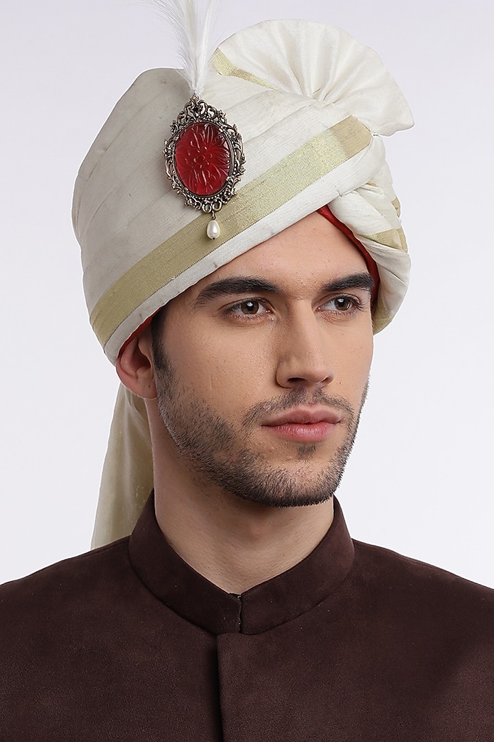 Antique Gold Finish Red Glass Stone Kalangi by Cosa Nostraa at Pernia's Pop Up Shop