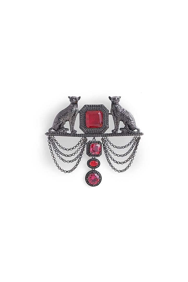 Grey Brass Cheetah Brooch by Cosa Nostraa