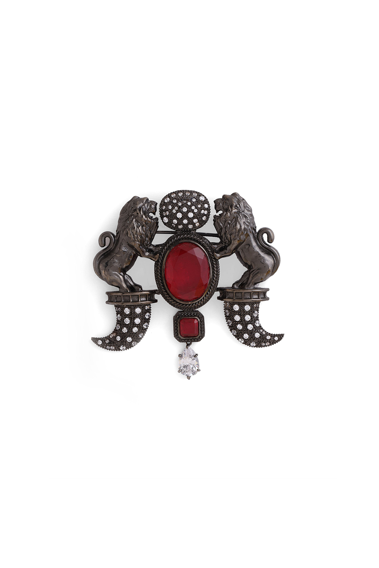 Grey Brass Lion Brooch by Cosa Nostraa