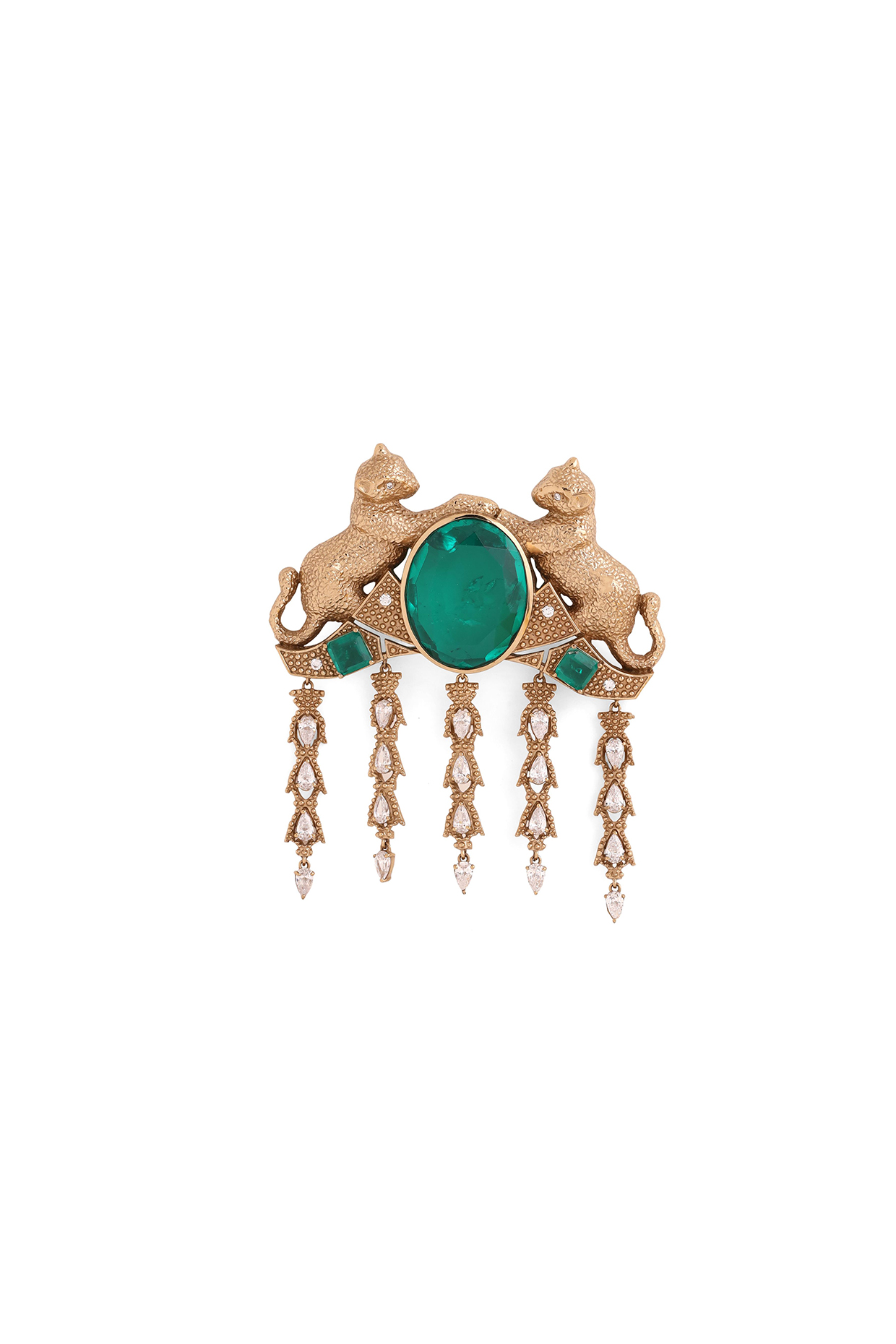 Gold Brass Cheetah Brooch by Cosa Nostraa