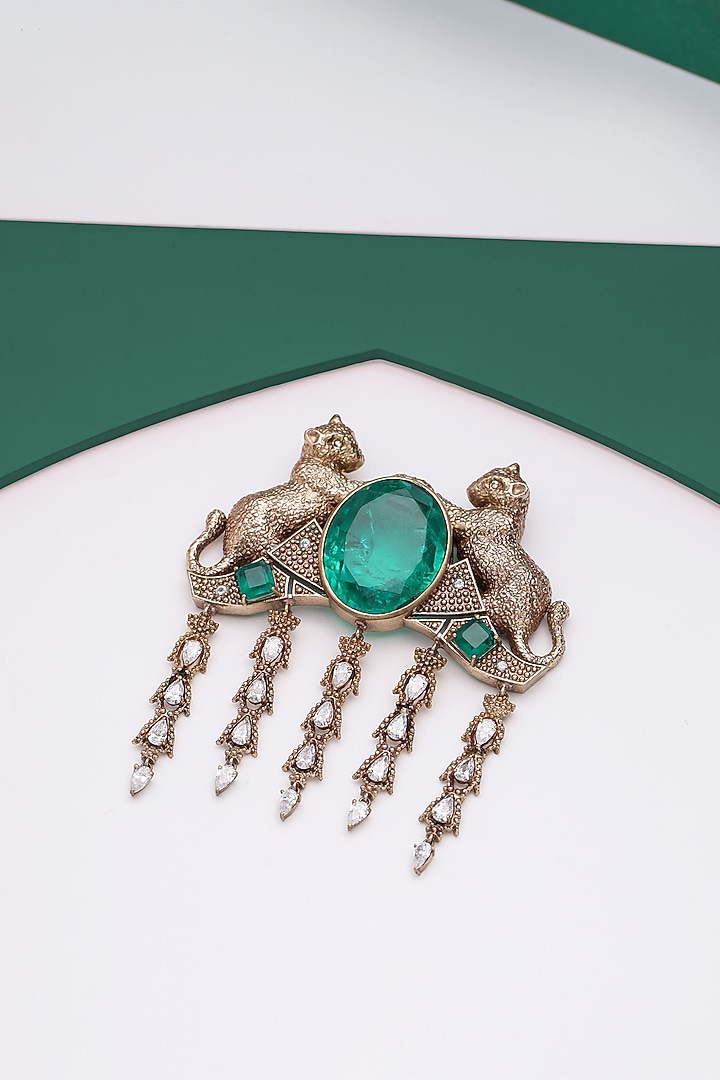 Gold Brass Cheetah Brooch by Cosa Nostraa at Pernia's Pop Up Shop