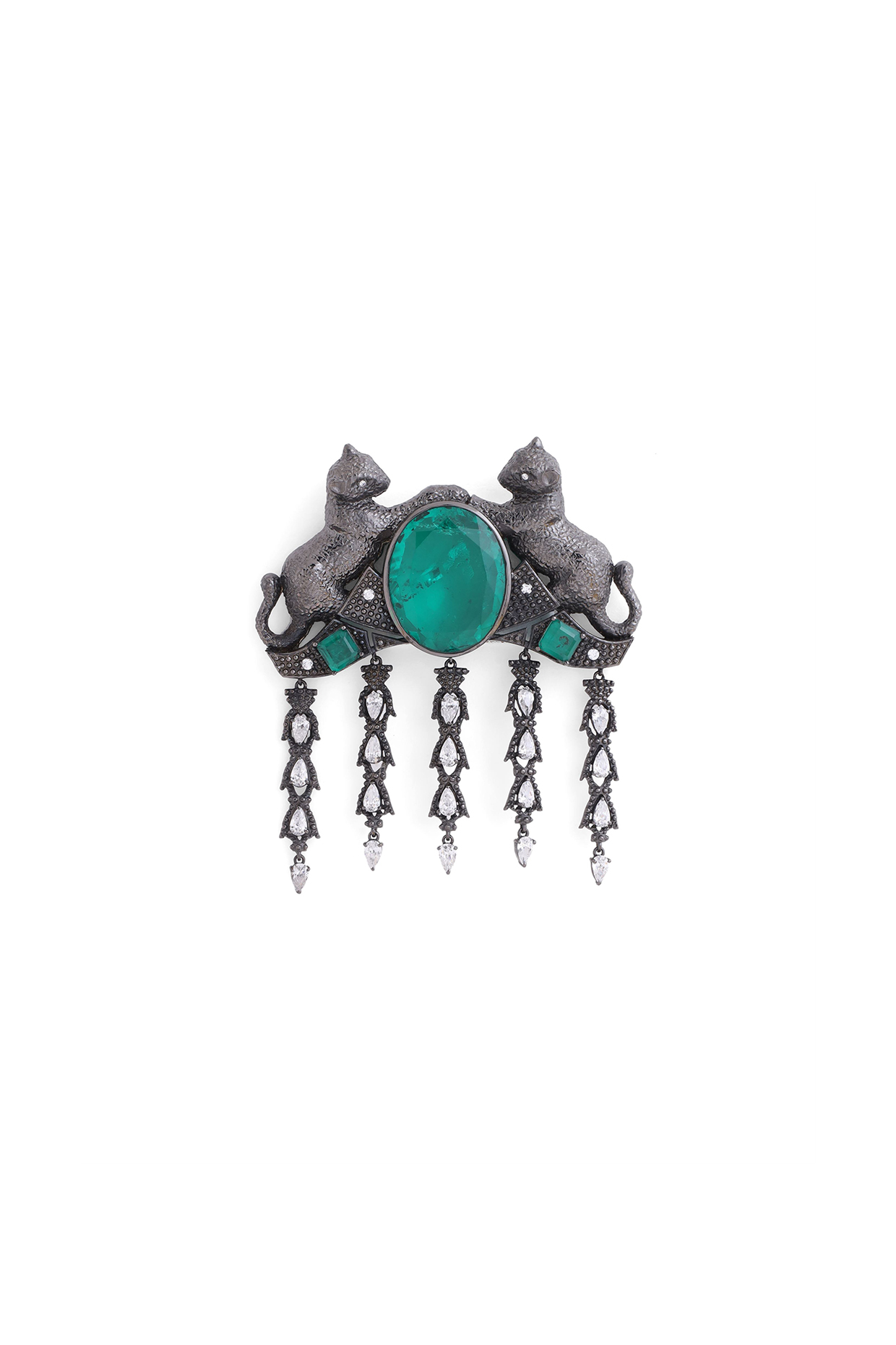 Grey Brass Cheetah Brooch by Cosa Nostraa