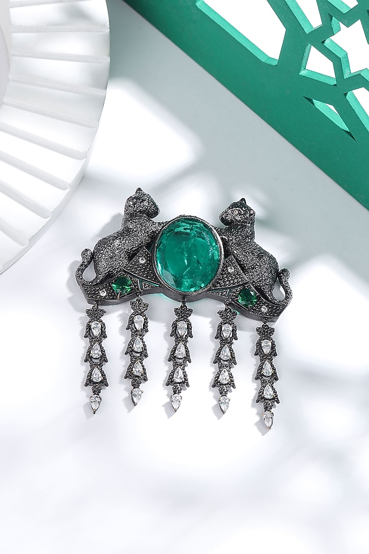 Grey Brass Cheetah Brooch by Cosa Nostraa at Pernia's Pop Up Shop
