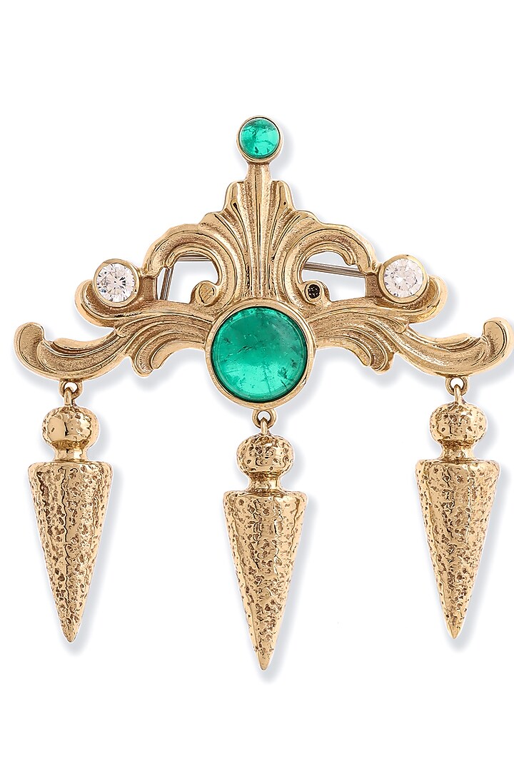 Gold Glass Stone Brass Brooch by Cosa Nostraa at Pernia's Pop Up Shop