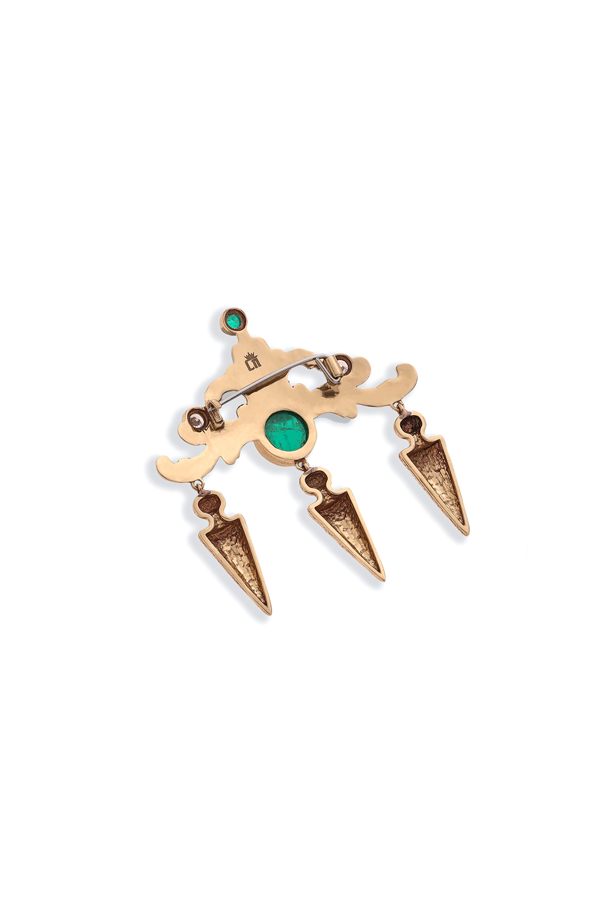 Gold Glass Stone Brass Brooch by Cosa Nostraa