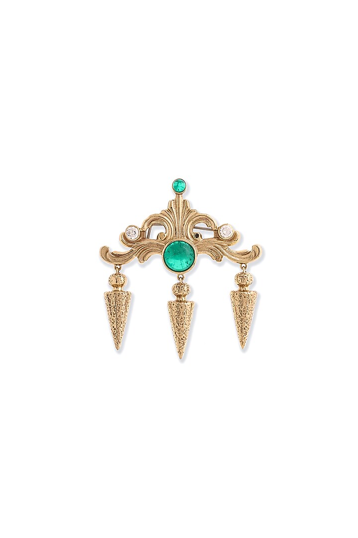 Gold Glass Stone Brass Brooch by Cosa Nostraa at Pernia's Pop Up Shop