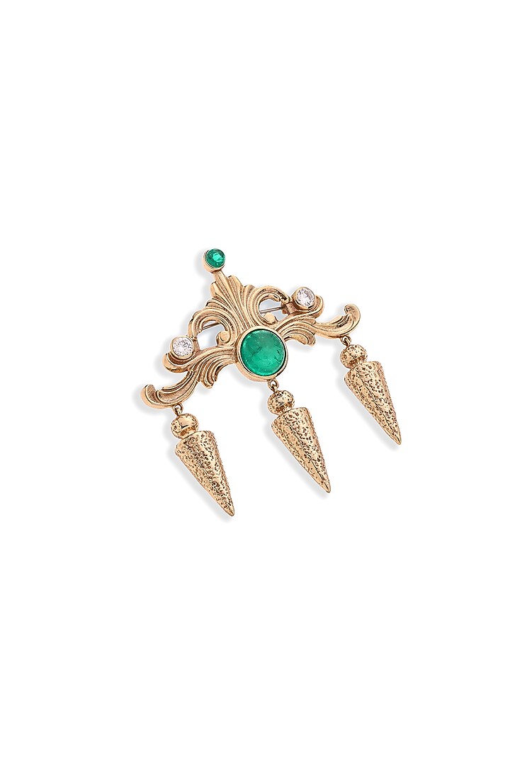 Gold Glass Stone Brass Brooch by Cosa Nostraa at Pernia's Pop Up Shop