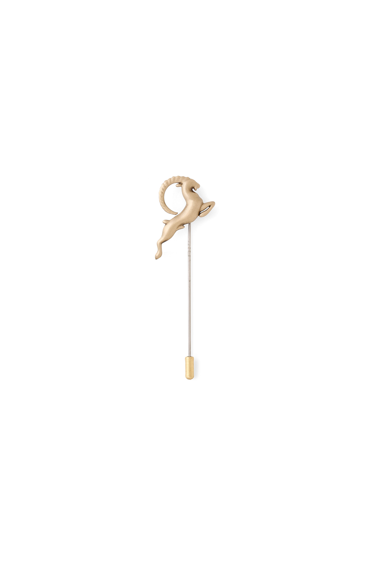 Antique Gold Brass Capricorn Lapel Pin by Cosa Nostraa