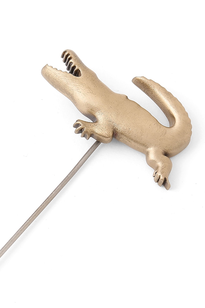 Antique Gold Brass Crocodile Lapel Pin by Cosa Nostraa at Pernia's Pop Up Shop