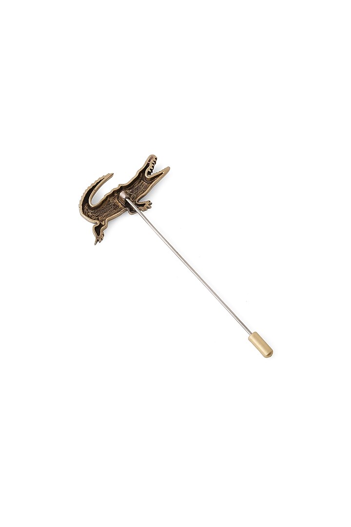 Antique Gold Brass Crocodile Lapel Pin by Cosa Nostraa at Pernia's Pop Up Shop