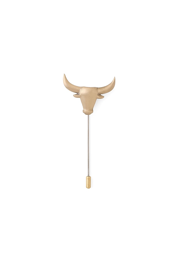 Antique Gold Brass Bull Lapel Pin by Cosa Nostraa