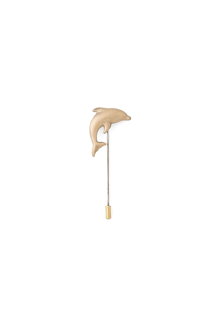 Antique Gold Brass Cool Dolphin Lapel Pin by Cosa Nostraa