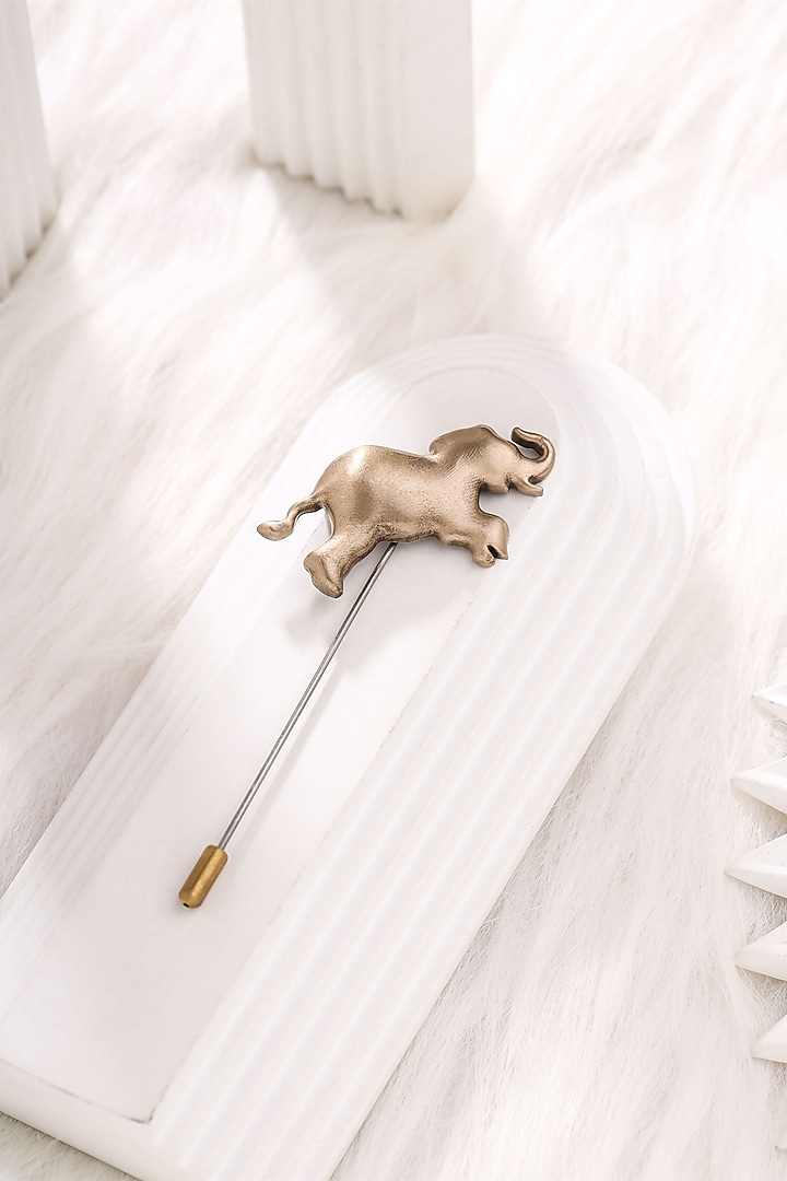 Antique Gold Brass Happy Elephant Lapel Pin by Cosa Nostraa at Pernia's Pop Up Shop