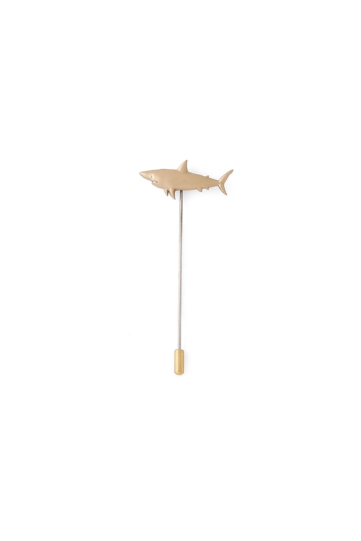 Antique Gold Brass Shark Lapel Pin by Cosa Nostraa