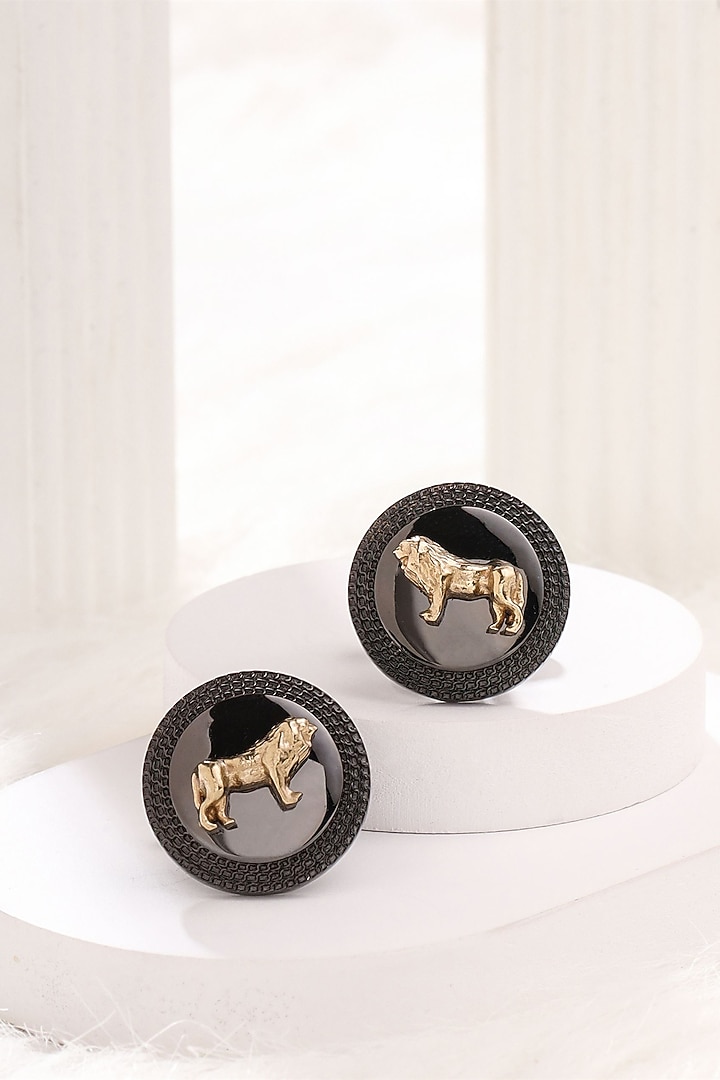Grey Brass Leo King Cufflinks by Cosa Nostraa at Pernia's Pop Up Shop