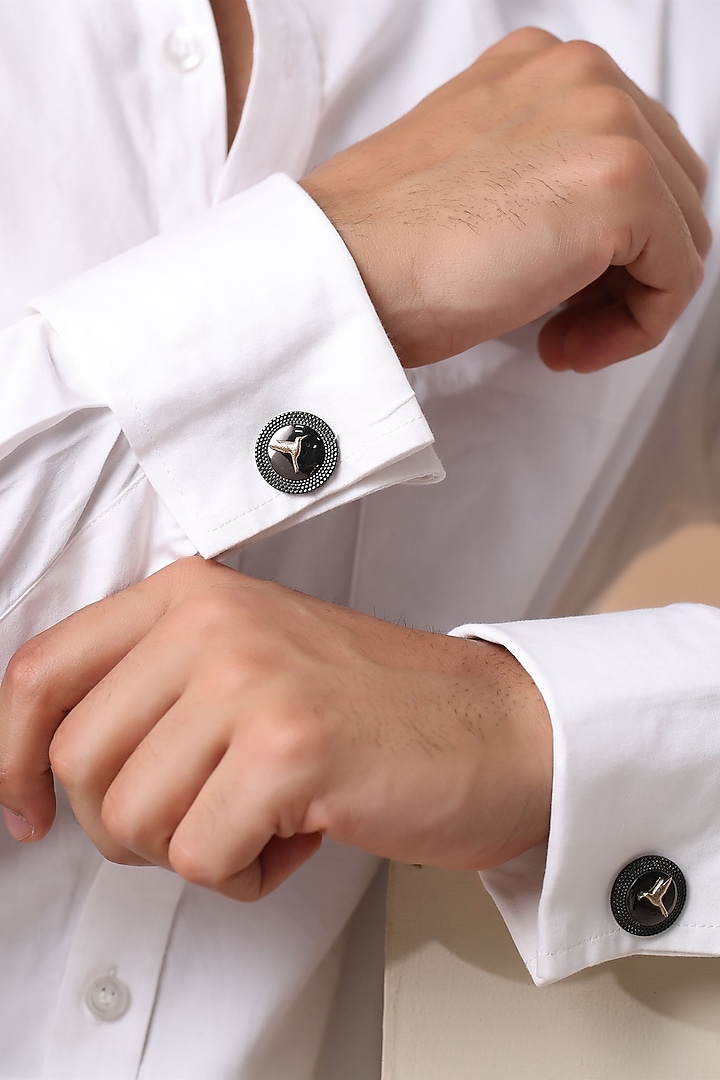 Grey Brass Flight Delight Cufflinks by Cosa Nostraa at Pernia's Pop Up Shop