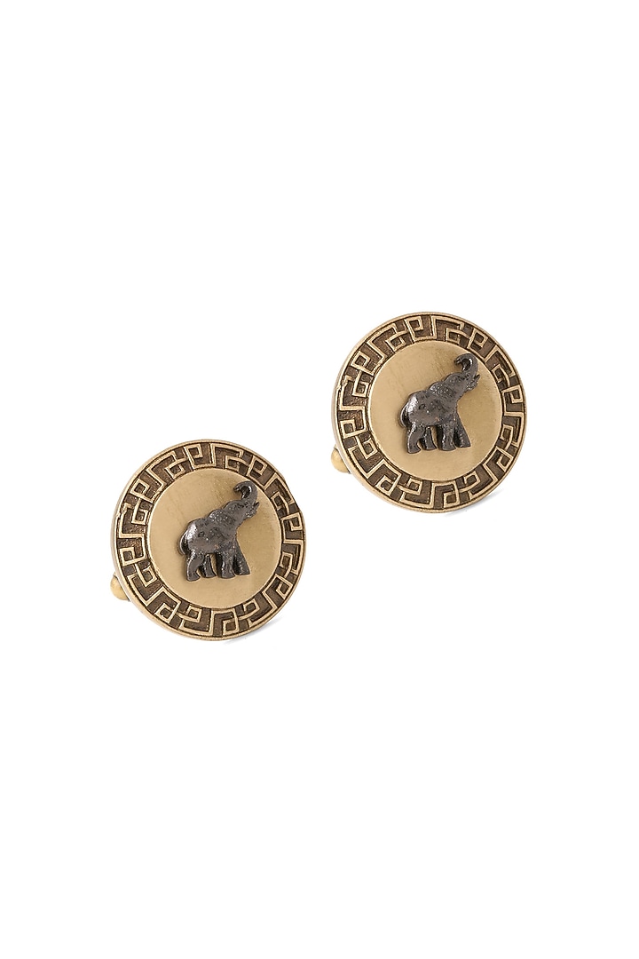 Antique Gold Brass Happy Elephant Cufflinks by Cosa Nostraa at Pernia's Pop Up Shop