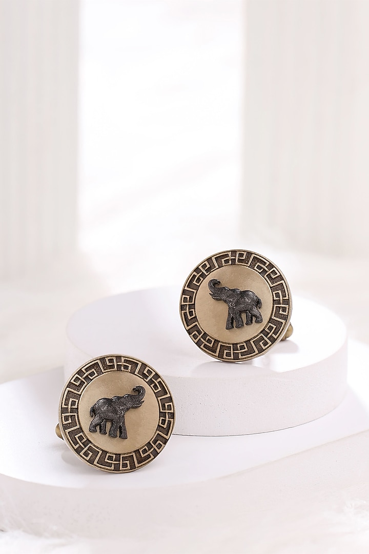 Antique Gold Brass Happy Elephant Cufflinks by Cosa Nostraa at Pernia's Pop Up Shop