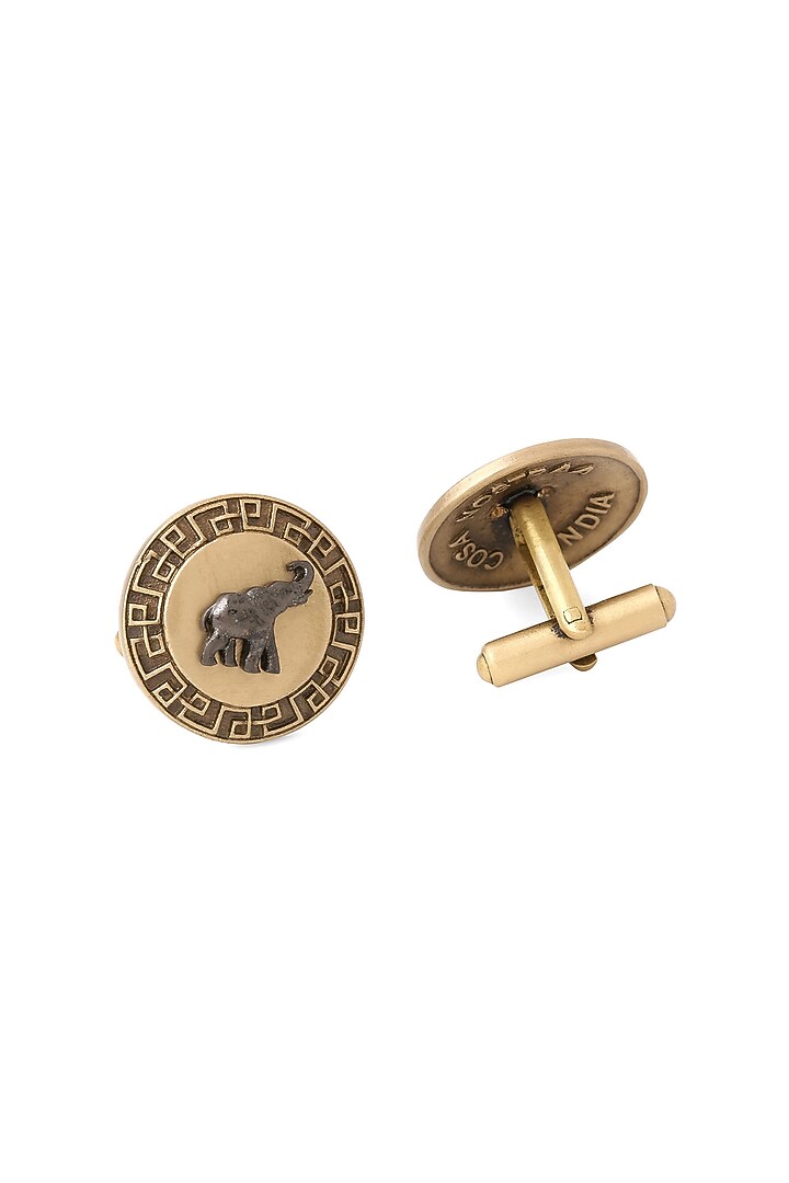 Antique Gold Brass Happy Elephant Cufflinks by Cosa Nostraa at Pernia's Pop Up Shop