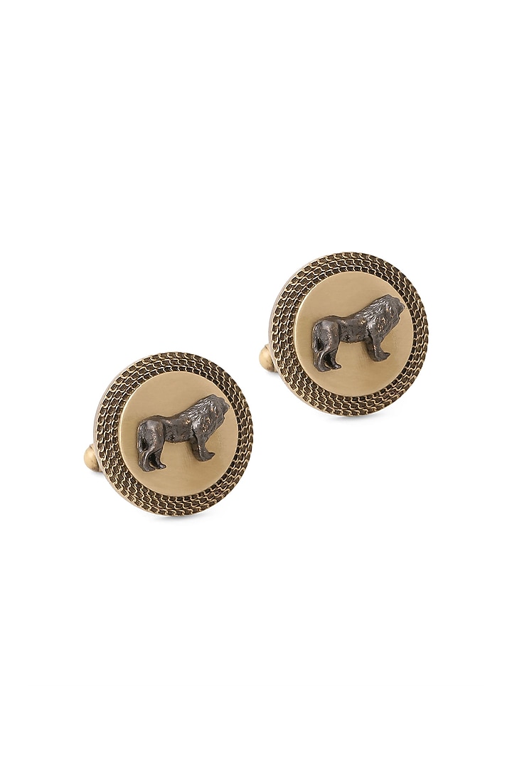 Antique Gold Brass Leo King Harmony Cufflinks by Cosa Nostraa at Pernia's Pop Up Shop