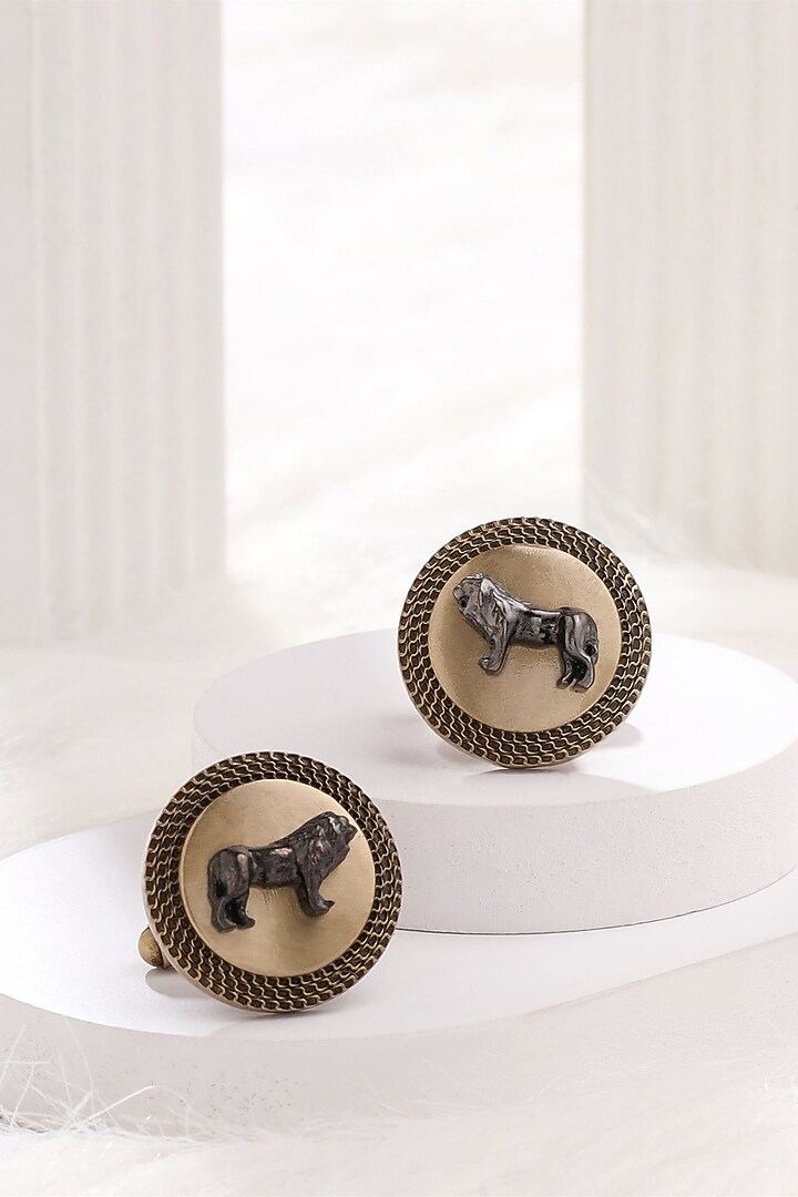 Antique Gold Brass Leo King Harmony Cufflinks by Cosa Nostraa at Pernia's Pop Up Shop