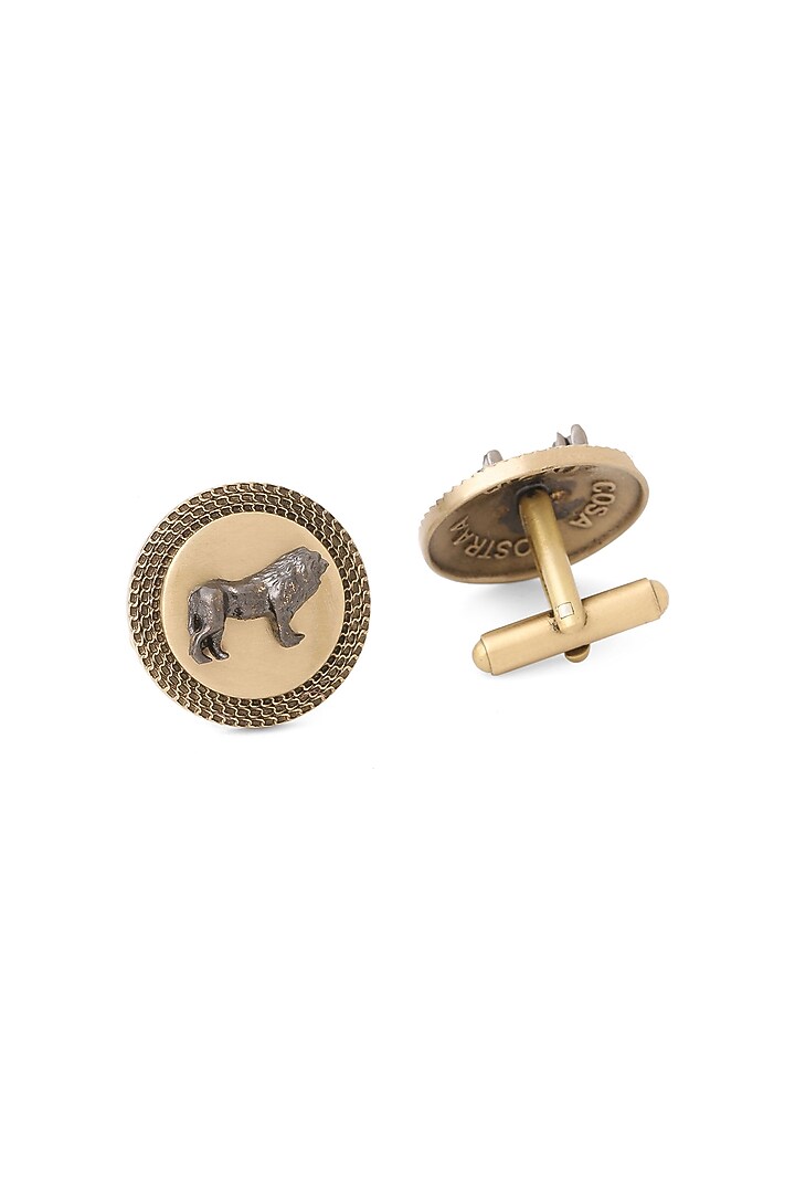 Antique Gold Brass Leo King Harmony Cufflinks by Cosa Nostraa at Pernia's Pop Up Shop