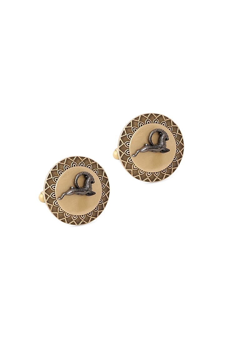Antique Gold Brass Great Capricorn Cufflinks by Cosa Nostraa at Pernia's Pop Up Shop