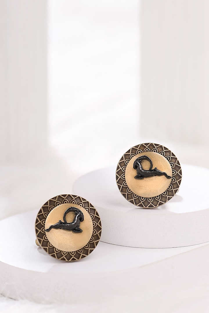 Antique Gold Brass Great Capricorn Cufflinks by Cosa Nostraa at Pernia's Pop Up Shop