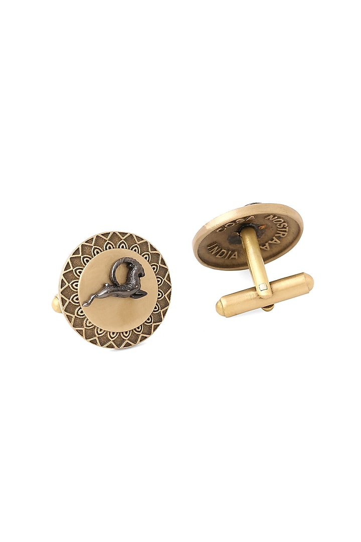 Antique Gold Brass Great Capricorn Cufflinks by Cosa Nostraa at Pernia's Pop Up Shop