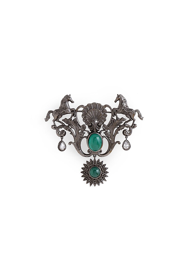 Grey Brass Stallion Brooch by Cosa Nostraa at Pernia's Pop Up Shop
