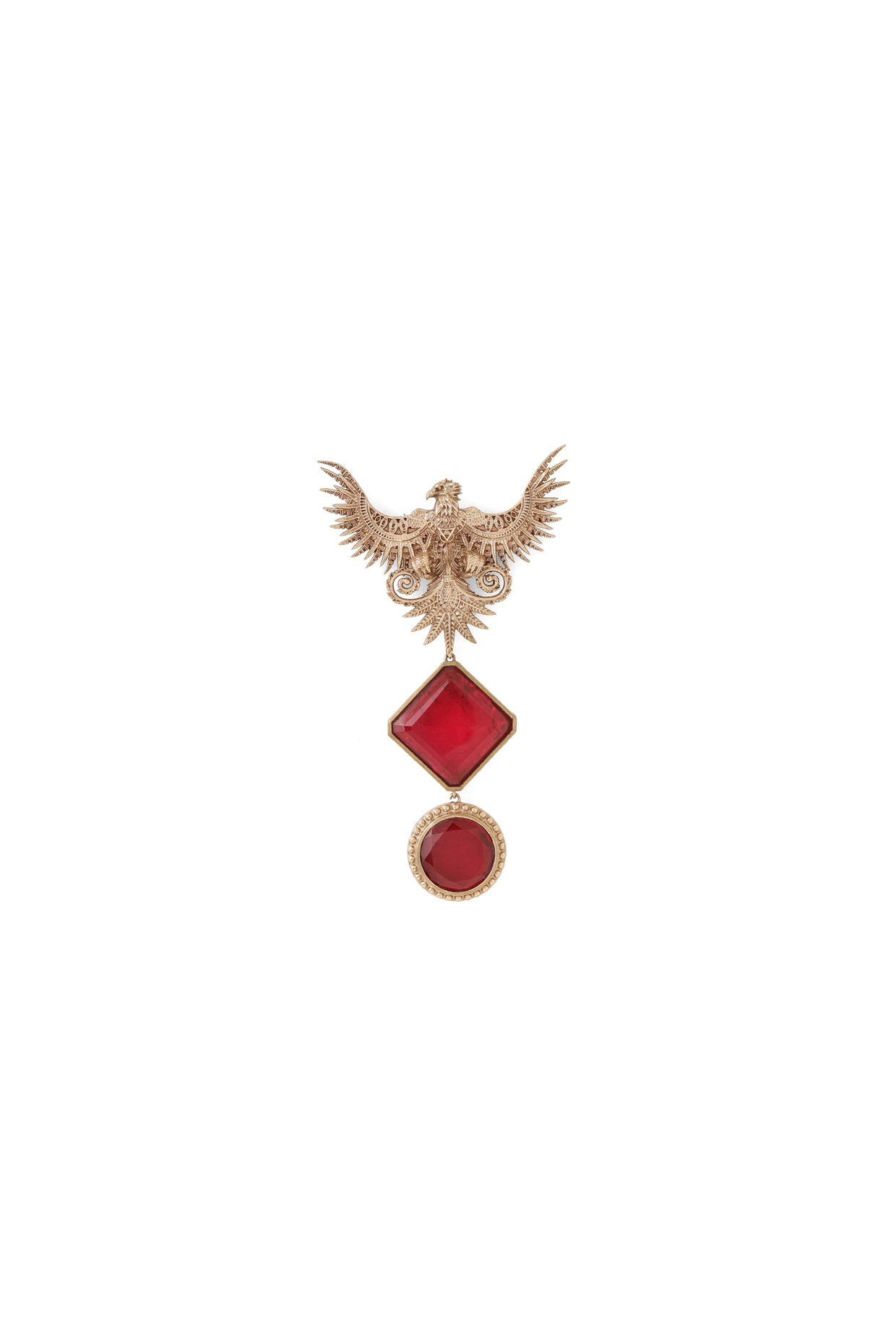 Gold Brass Phoenix Brooch by Cosa Nostraa