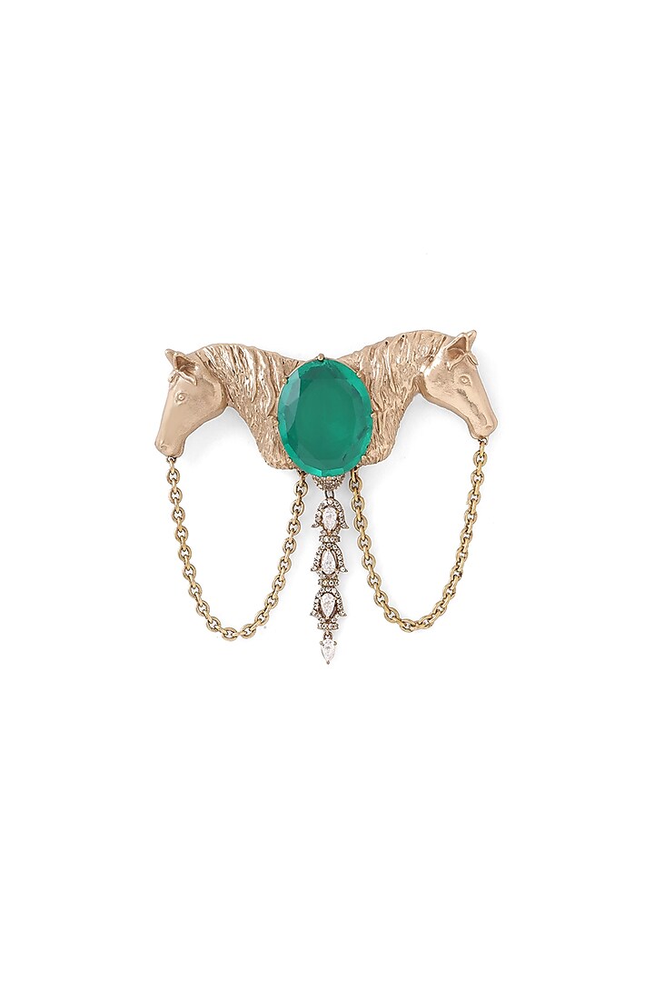 Gold Brass Horse Brooch by Cosa Nostraa