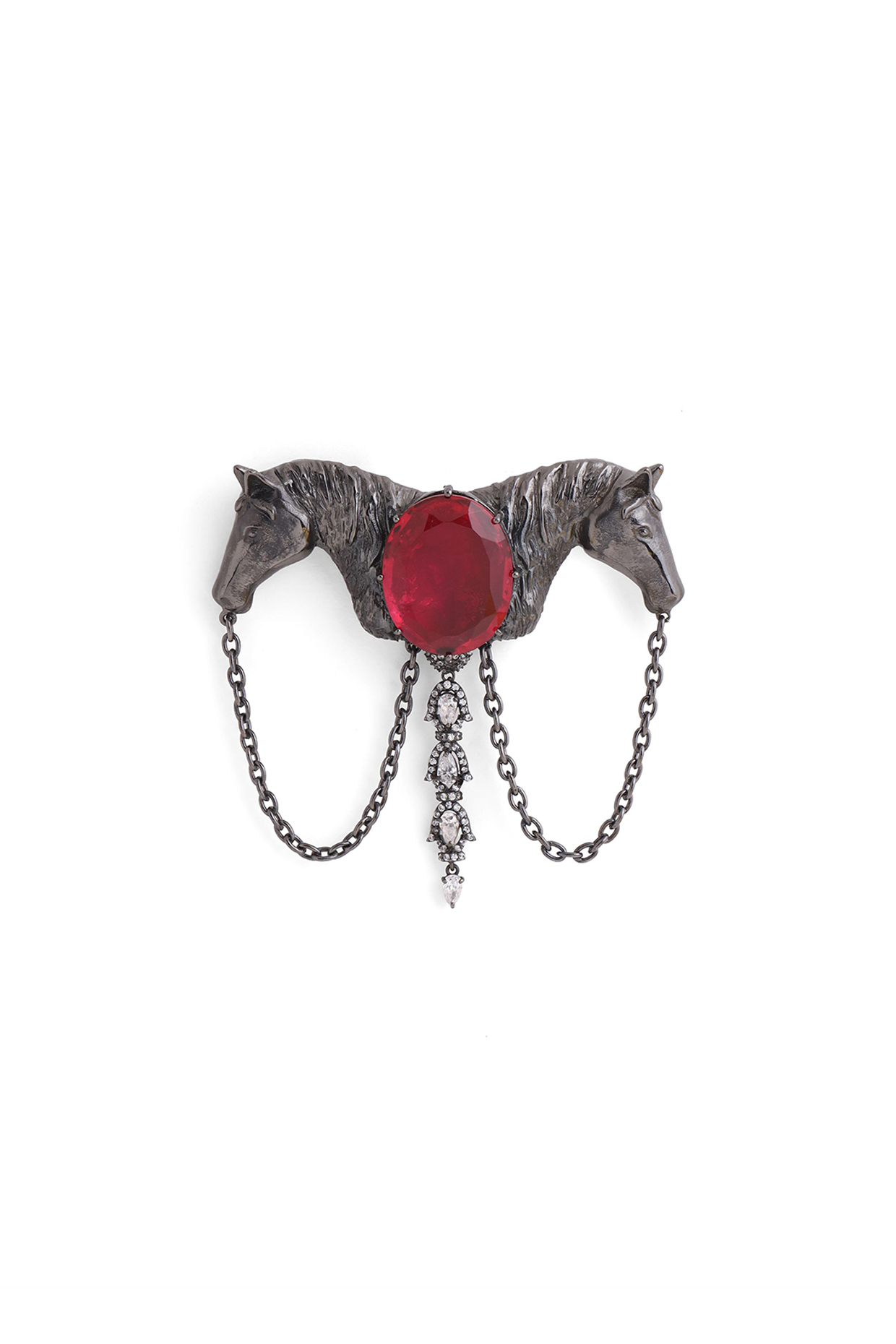 Grey Brass Horse Brooch by Cosa Nostraa