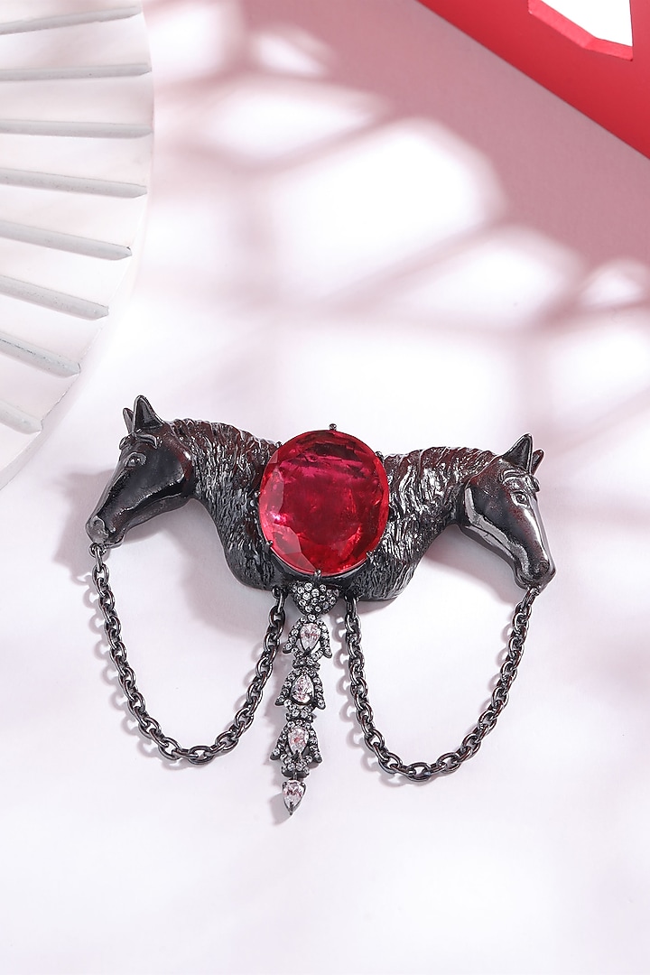 Grey Brass Horse Brooch by Cosa Nostraa at Pernia's Pop Up Shop