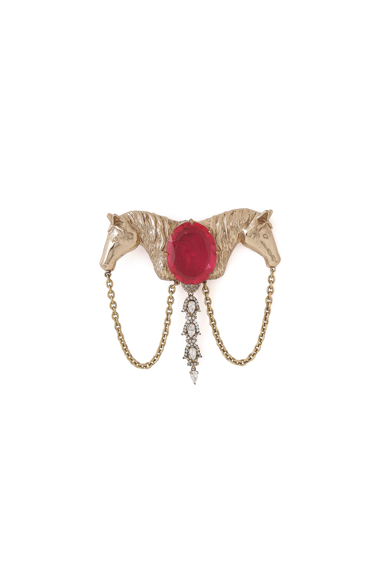 Gold Brass Horse Brooch by Cosa Nostraa